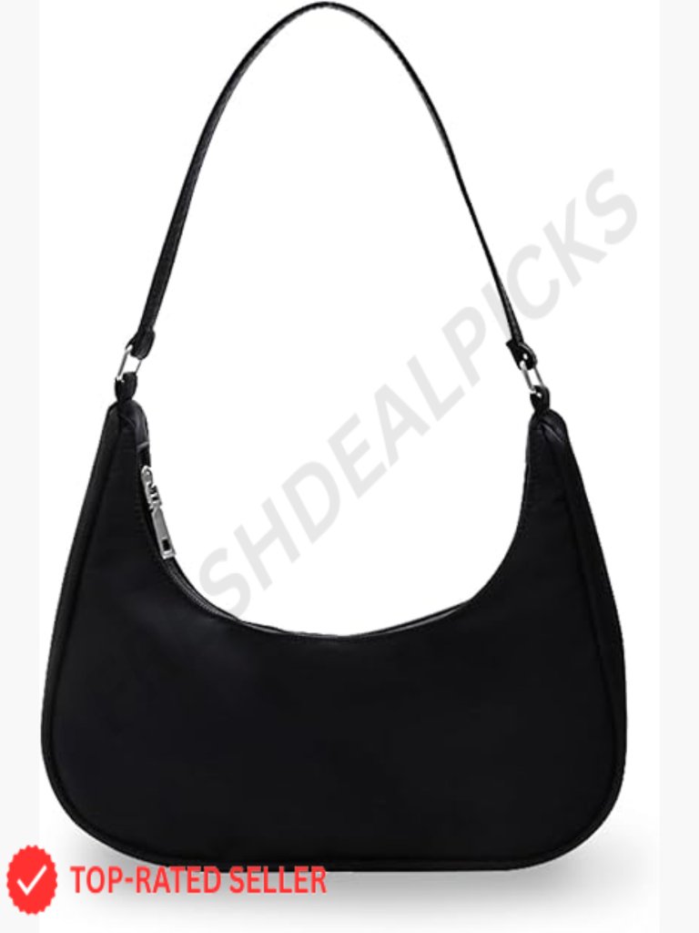 Nylon Crescent Bag Hobo Shoulder Bag Lightweight Water Repellent Zipper Pocket